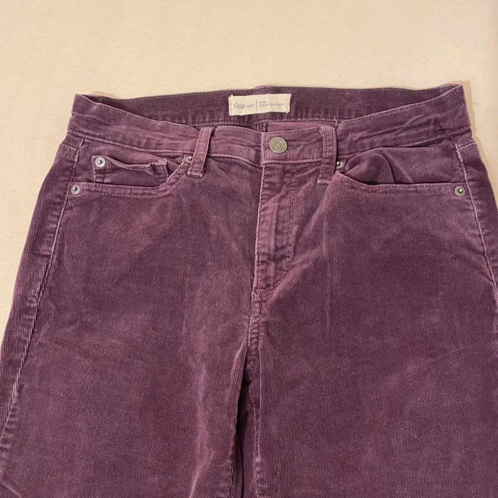 Gap 1969 Women's Womens 28R True Skinny Purple Corduroy Pants Mid Rise Stretch - Picture 2 of 10